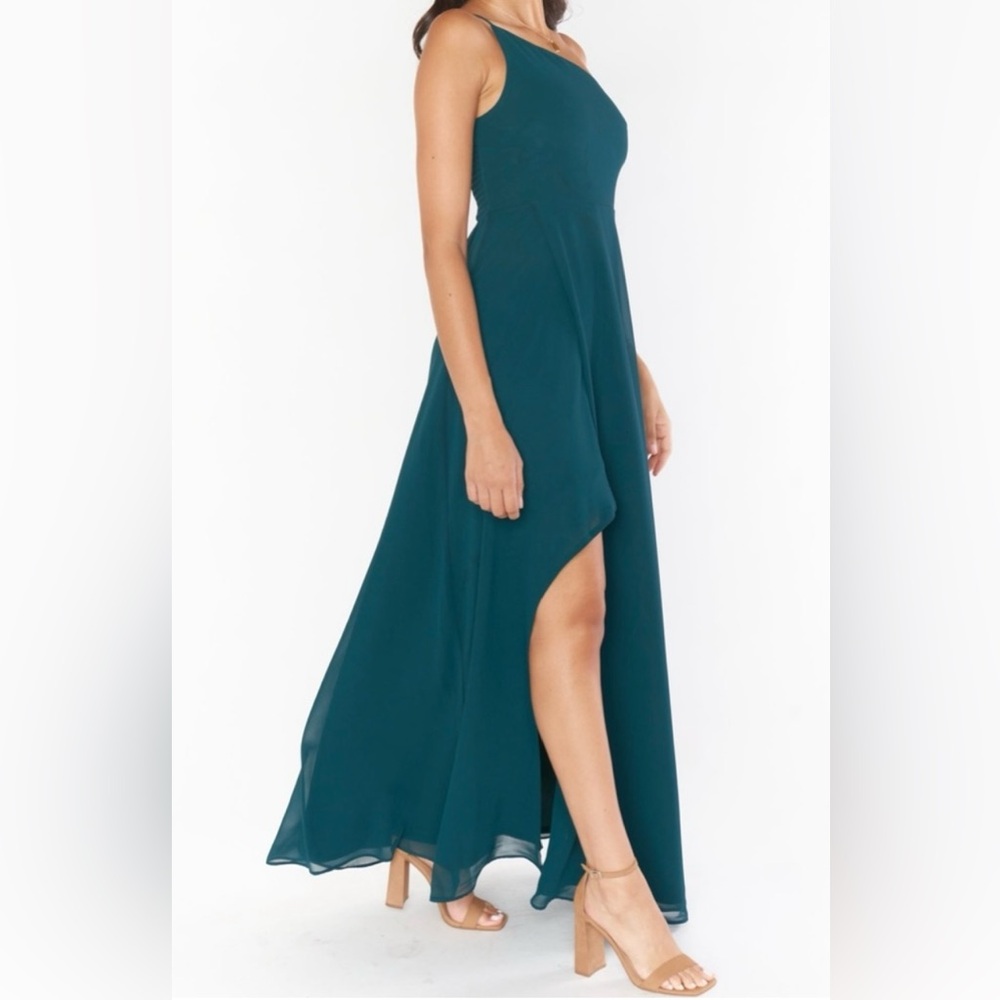 Show Me Your Mumu-Shannon One Shoulder Dress-Emerald Chiffon- NWT-Size X-Small